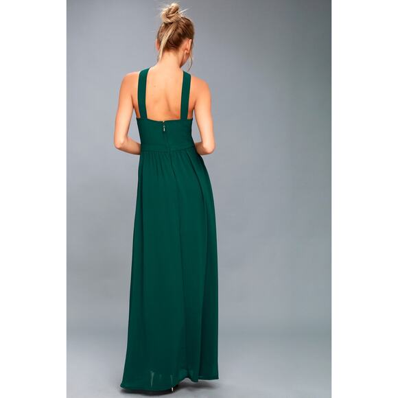 Lulus | Air of Romance Forest Green Maxi Dress | Size Small - Picture 4 of 6